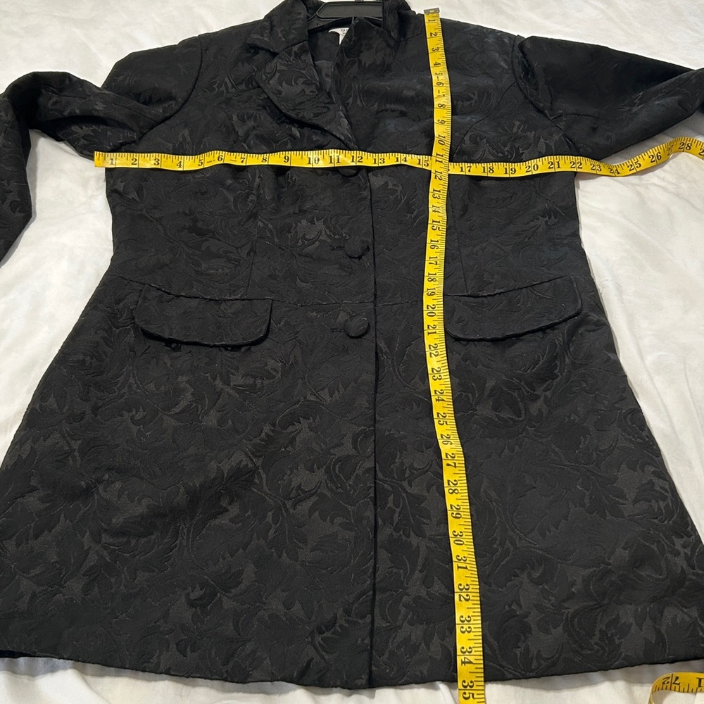 George Black Jacquard Leaf Mid Length Jacket Coat - Picture 10 of 13